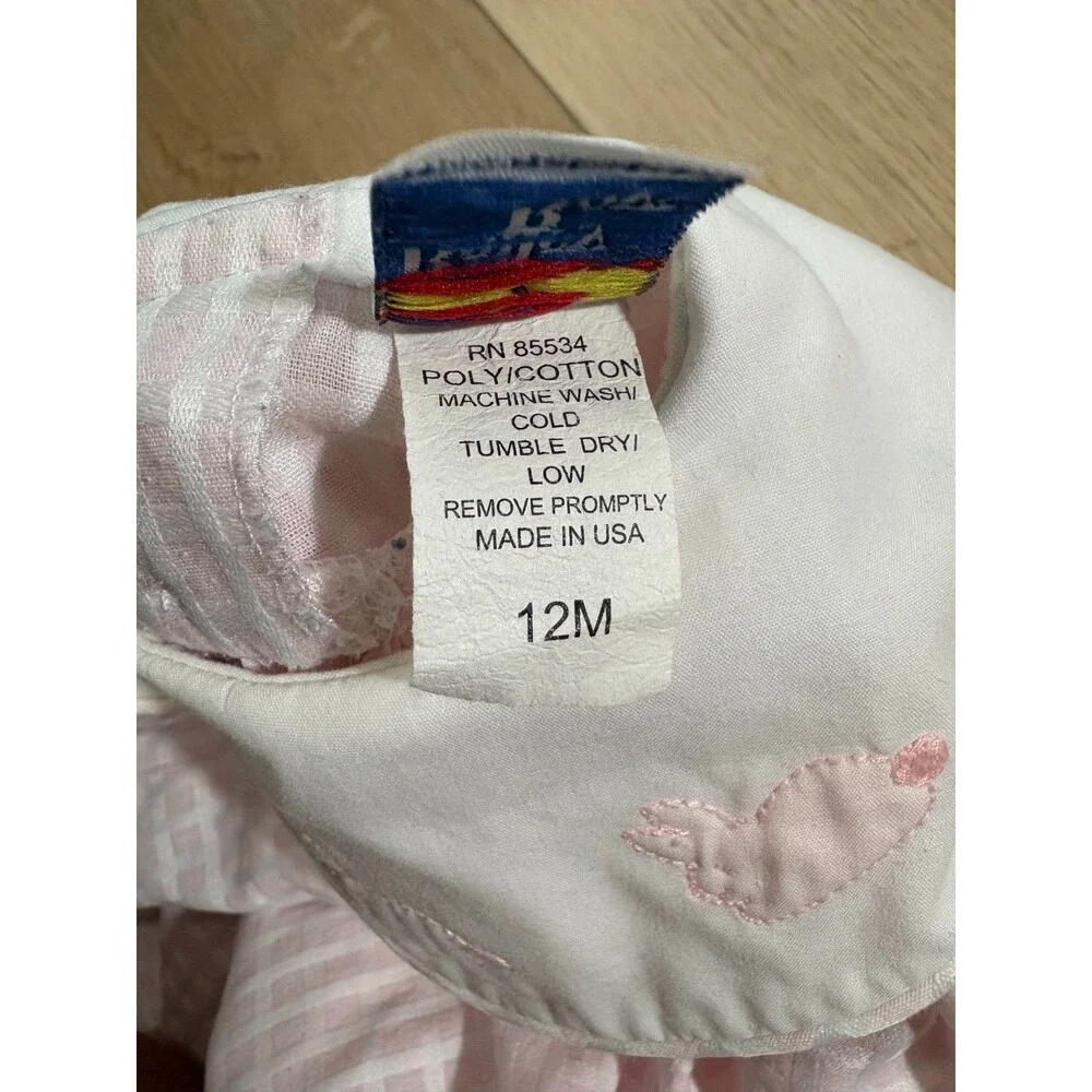 Vintage The Bailey Boys Baby Girl Dress 12M Smocked Style Pink Bunny Collar